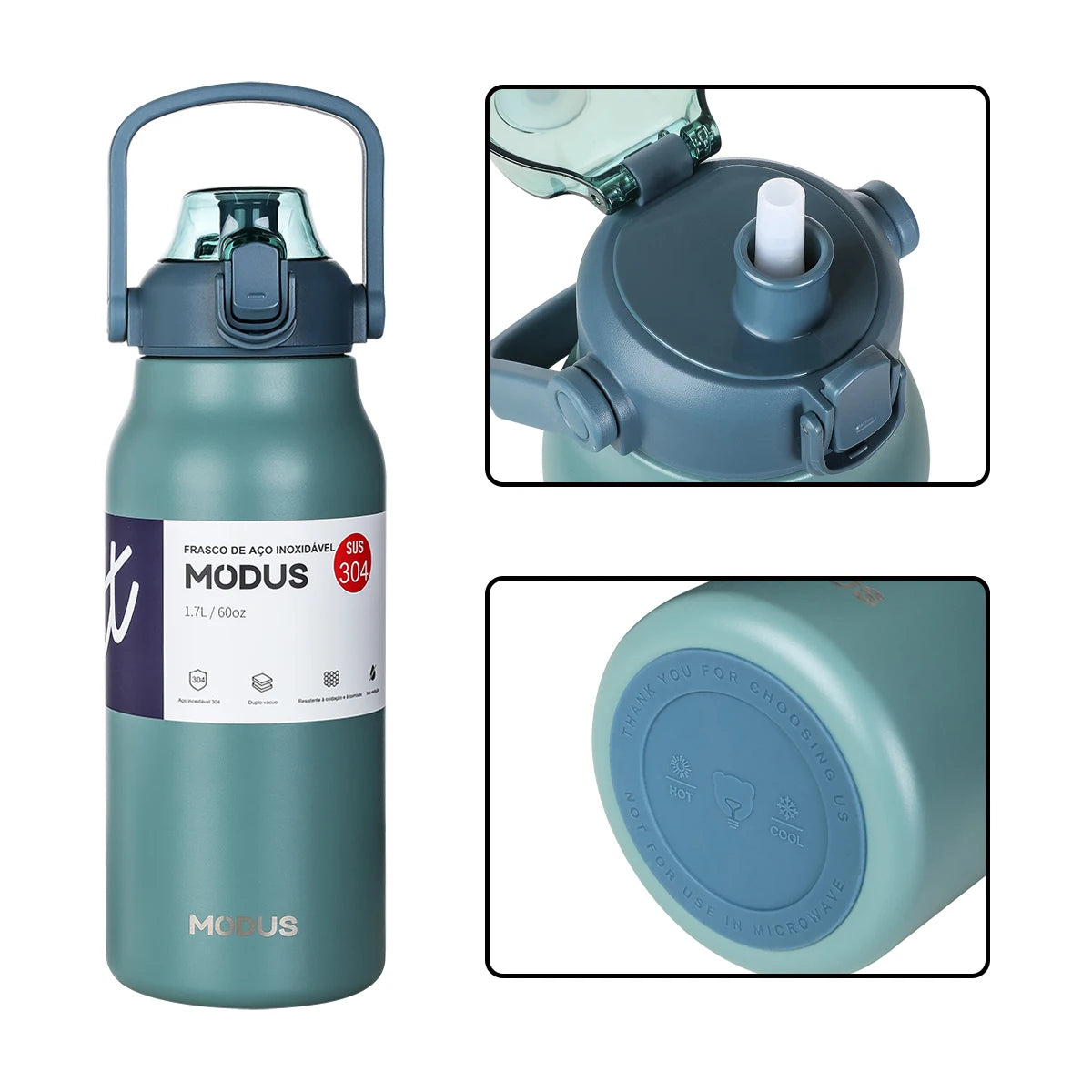 Garrafa Térmica de 1,7 Litros em Inox - MODUS