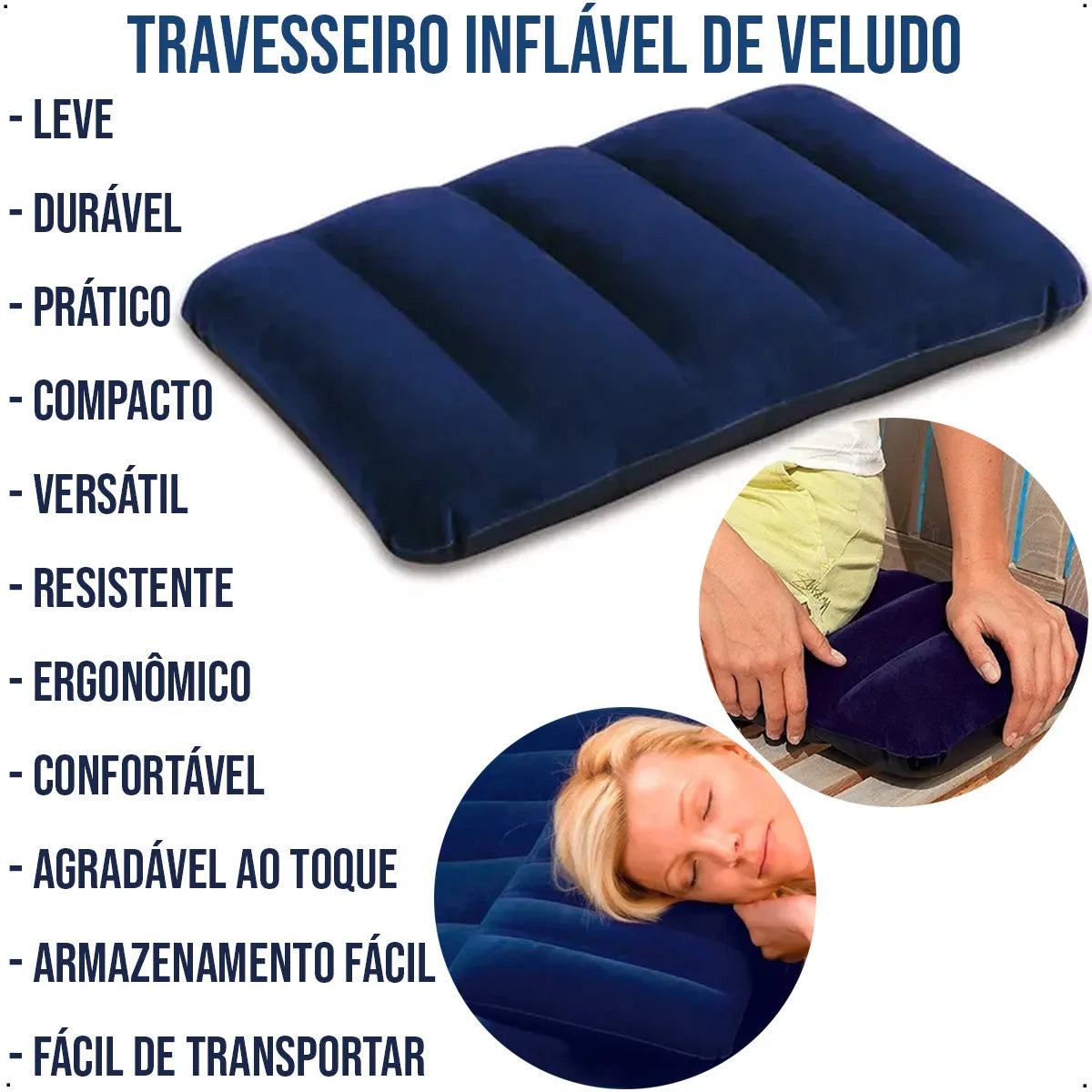 Travesseiro Inflável de Veludo