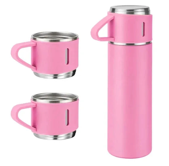 Conjunto Garrafa Térmica e Copos em Aço Inox 500ml