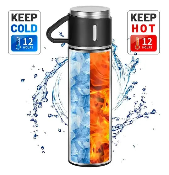 Conjunto Garrafa Térmica e Copos em Aço Inox 500ml