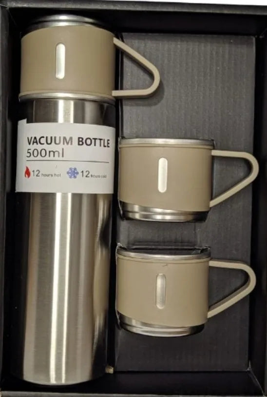 Conjunto Garrafa Térmica e Copos em Aço Inox 500ml