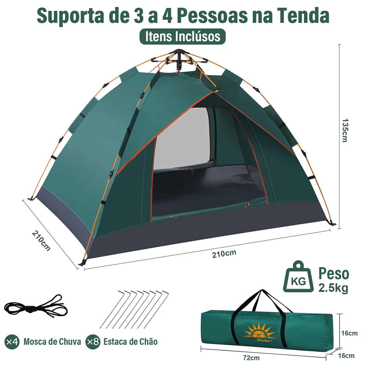 Barraca Pop-up Automática Rápida 3-4 Pessoas